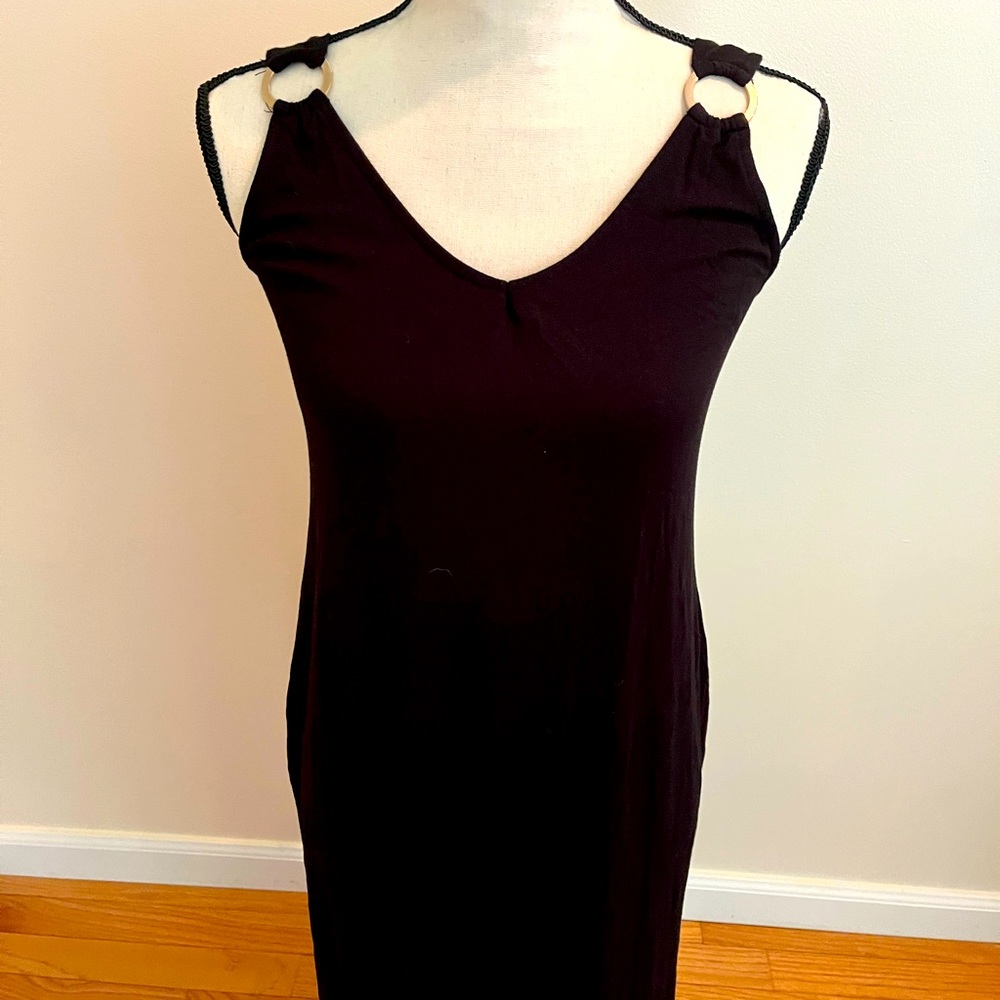 Black Maxi Beach Coverup with metal detailing -NEW